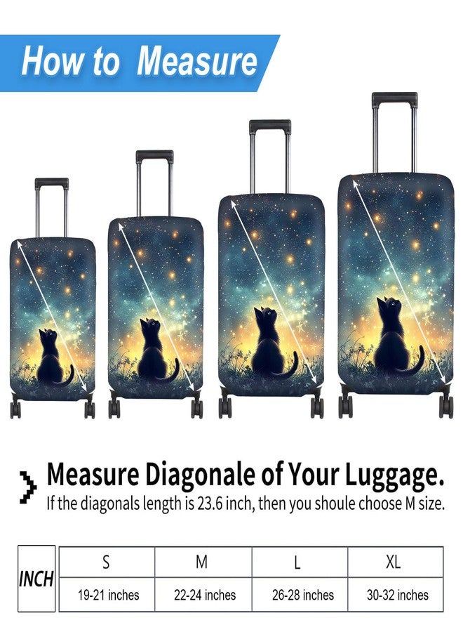 GYSYZJDH Luggage Cover Protector for 19-20 Inch Suitcases, TSA Approved Elastic Travel Suitcase Covers, Anti-Scratch Washable Luggage Sleeve for Carry On & Checked Bags, Black Cat Sky - Image 2